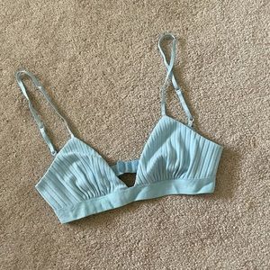 Princess Polly blue ribbed triangle bralette